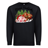 Black merry christmas pig Premium Sweatshirt - FaDigitalArtStudio