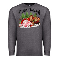 Charcoal Heather merry christmas pig Premium Sweatshirt - FaDigitalArtStudio