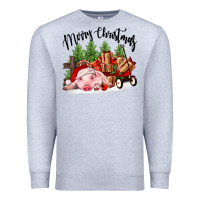 Heather Grey merry christmas pig Premium Sweatshirt - FaDigitalArtStudio