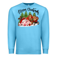 Ocean Blue merry christmas pig Premium Sweatshirt - FaDigitalArtStudio