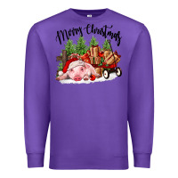 Purple merry christmas pig Premium Sweatshirt - FaDigitalArtStudio