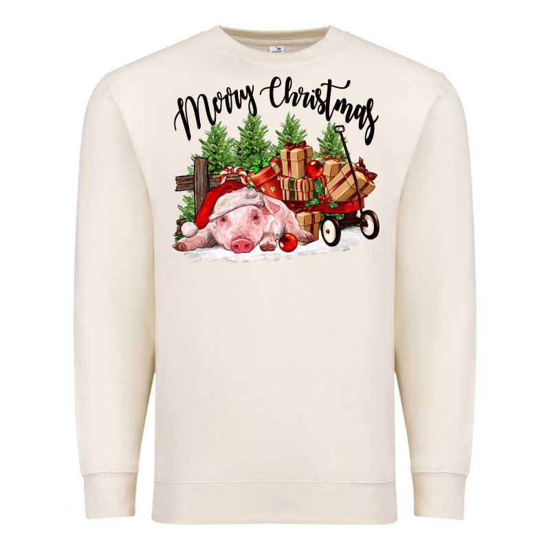 Merry Christmas Pig Premium Sweatshirt by FaDigitalArtStudio | Teevron