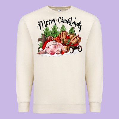 Merry Christmas Pig Premium Sweatshirt Designed By Fadigitalartstudio