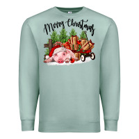 Seafoam merry christmas pig Premium Sweatshirt - FaDigitalArtStudio