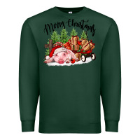 Sports Green merry christmas pig Premium Sweatshirt - FaDigitalArtStudio