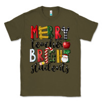 Army Green Merry Teacher Bright Students Christmas Classic Tee - LillyAllenDesigns