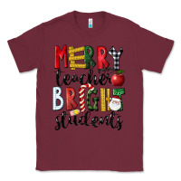 Burgundy Merry Teacher Bright Students Christmas Classic Tee - LillyAllenDesigns