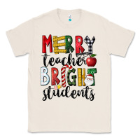 Natural Merry Teacher Bright Students Christmas Classic Tee - LillyAllenDesigns