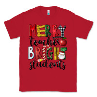 Red Merry Teacher Bright Students Christmas Classic Tee - LillyAllenDesigns