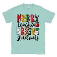Seafoam Merry Teacher Bright Students Christmas Classic Tee - LillyAllenDesigns