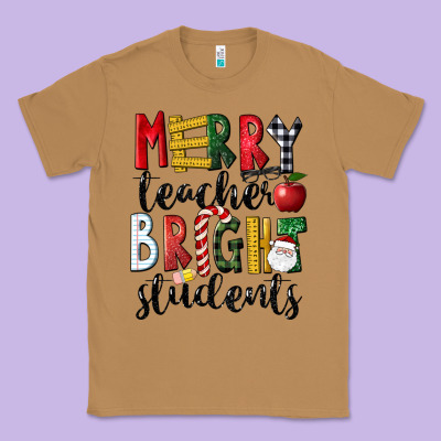 Merry Teacher Bright Students Christmas Classic Tee Designed By Lillyallendesigns