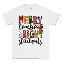 White Merry Teacher Bright Students Christmas Classic Tee - LillyAllenDesigns