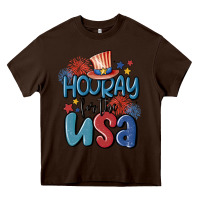 Chocolate Brown hooray for the usa Heavy Core Tee - MaliasSmallBusiness