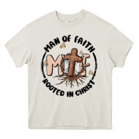 Cream man of faith Heavy Core Tee - MaliasSmallBusiness