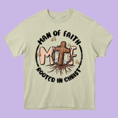 Man Of Faith Heavy Core Tee Designed By Maliassmallbusiness