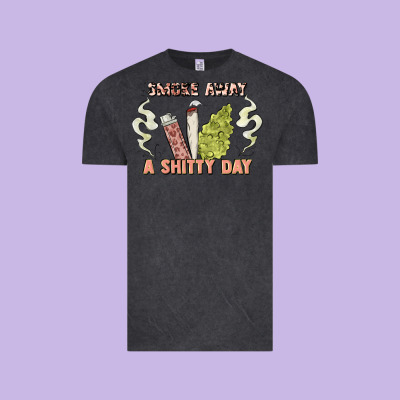 Smoke Away A Sh Tty Day Vintage Tee Designed By Artiststas