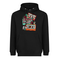 Black cassette floral gemstone Heavyweight Hoodie - FaDigitalArtStudio