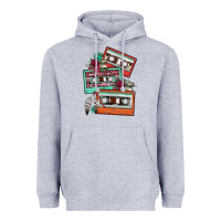 Heather Grey cassette floral gemstone Heavyweight Hoodie - FaDigitalArtStudio