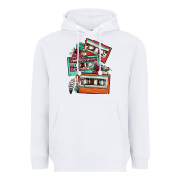 White cassette floral gemstone Heavyweight Hoodie - FaDigitalArtStudio