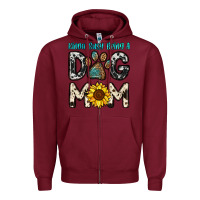 Burgundy kinda busy being a dog mom Zipper Hoodie - OliviaCreatesArt