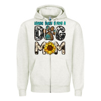 Oatmeal Heather kinda busy being a dog mom Zipper Hoodie - OliviaCreatesArt