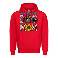Red kinda busy being a dog mom Zipper Hoodie - OliviaCreatesArt