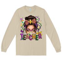 Mushroom mardi gras teacher caucasian messy bun Long Sleeve Tee - texasbilliewilder