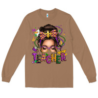 Toasted Coconut mardi gras teacher caucasian messy bun Long Sleeve Tee - texasbilliewilder