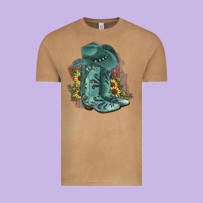 Turquoise Cowboy Boots Vintage Tee Designed By Jahusdesignshop