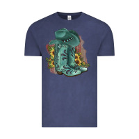 Vintage Denim Turquoise Cowboy Boots Vintage Tee - JahusDesignShop