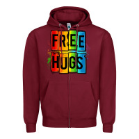 Burgundy free hugs Zipper Hoodie - OliviaCreatesArt