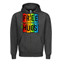 Charcoal Heather free hugs Zipper Hoodie - OliviaCreatesArt