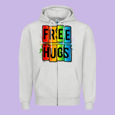 Free Hugs Zipper Hoodie Designed By Oliviacreatesart
