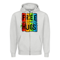 Dove Grey free hugs Zipper Hoodie - OliviaCreatesArt