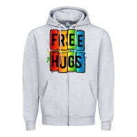 Heather Grey free hugs Zipper Hoodie - OliviaCreatesArt