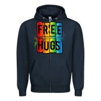 Navy free hugs Zipper Hoodie - OliviaCreatesArt