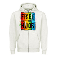 Oatmeal Heather free hugs Zipper Hoodie - OliviaCreatesArt