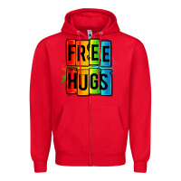 Red free hugs Zipper Hoodie - OliviaCreatesArt