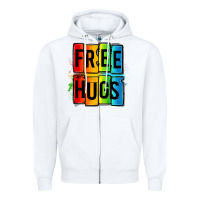 White free hugs Zipper Hoodie - OliviaCreatesArt