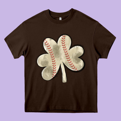 Baseball Distressed Shamrock Heavy Core Tee Designed By Maliassmallbusiness