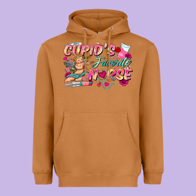 Cupid's Favorite Nurse Heavyweight Hoodie Designed By Fadigitalartstudio