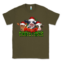 Army Green Mooey Christmas Cows Classic Tee - LillyAllenDesigns