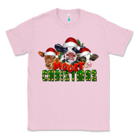 Bubblegum Pink Mooey Christmas Cows Classic Tee - LillyAllenDesigns