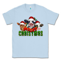 Dusty Blue Mooey Christmas Cows Classic Tee - LillyAllenDesigns