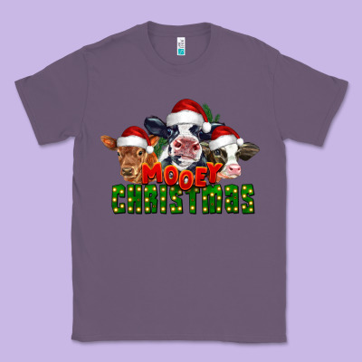 Mooey Christmas Cows Classic Tee Designed By Lillyallendesigns