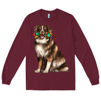 Burgundy australian shepherd with rope toy Long Sleeve Tee - texasbilliewilder