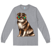 Heather Grey australian shepherd with rope toy Long Sleeve Tee - texasbilliewilder