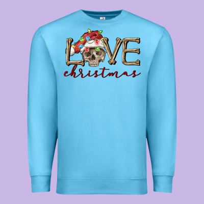 Skull Love Christmas Premium Sweatshirt Designed By Fadigitalartstudio
