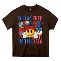 Chocolate Brown feelin free in the usa Heavy Core Tee - MaliasSmallBusiness