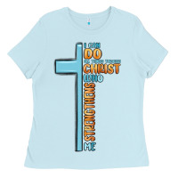 Baby Blue i can do all things through christ who strengthens Ladies Tee - MaliasSmallBusiness